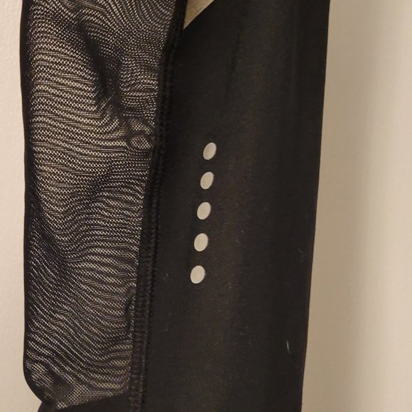 RBX black leggings reflective gold stripe sheer leg zip ankle sz: S/P ( NWOT ) - Picture 6 of 8